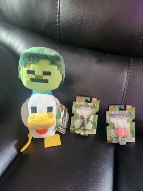 Minecraft Chicken Jockey Plush & Ender Dragon and Pig figurines